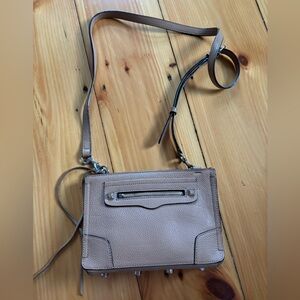 REBECCA MINKOFF Regan Pebbled Leather Crossbody Purse in Tan
